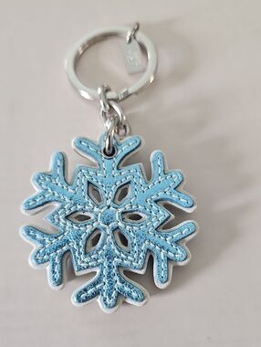 Coach Light Blue Snowflake Keychain